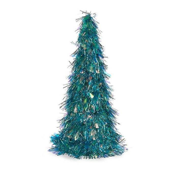 Figura Decorativa Árbol de Navidad Espumillón Azul Polipropileno PET 24 x 46 x 24 cm (24 Unidades) 1