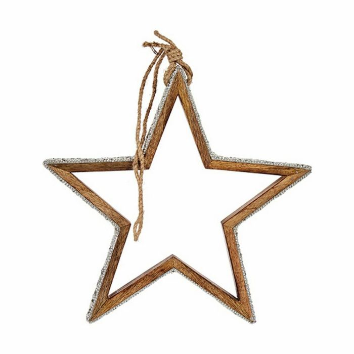 Adorno Navideño Estrella Plateado Yute Madera 28,5 x 6 x 56 cm (6 Unidades) 2