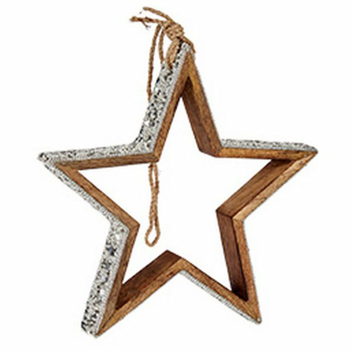 Adorno Navideño Estrella Plateado Yute Madera 28,5 x 6 x 56 cm (6 Unidades) 1