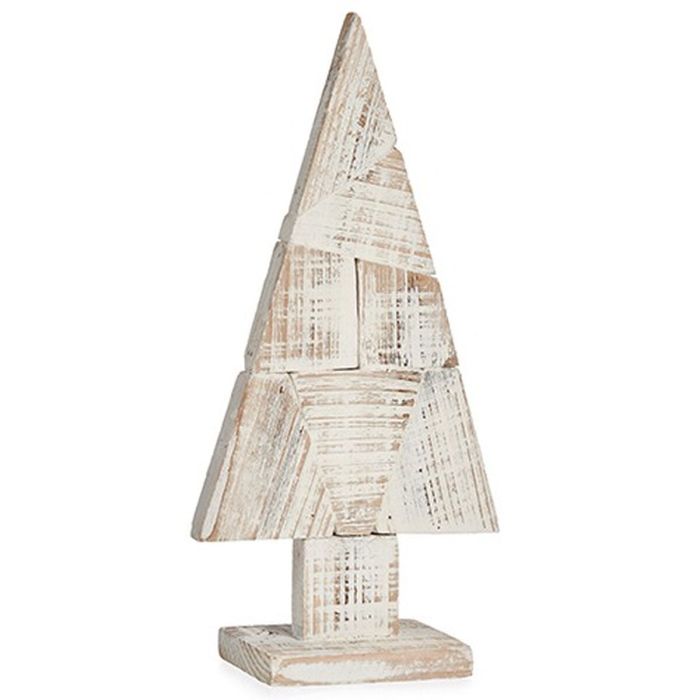 Figura Decorativa Árbol de Navidad Blanco Natural Madera 9 x 41,5 x 20 cm (12 Unidades) 1