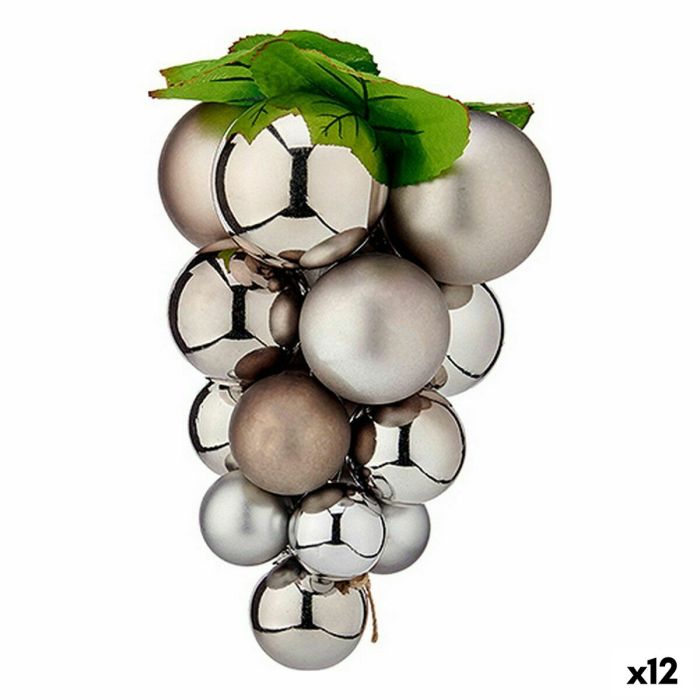 Bola de Navidad Uvas Mediano Plateado Plástico 18 x 18 x 28 cm (12 Unidades) Bola de Navidad Uvas Mediano Plateado Plástico 18 x 18 x 28 cm (12 Unidades)