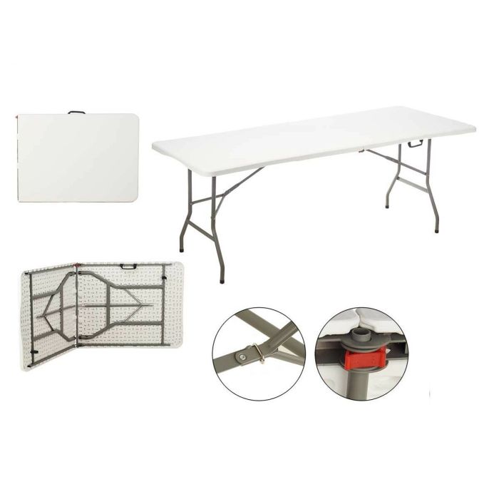 Mesa Plegable Blanco Metal Polietileno 244 x 76 x 74 cm 1