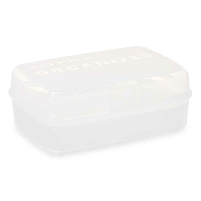 Caja de Almacenaje con Tapa Blanco Transparente Plástico 21,5 x 8,5 x 15 cm (12 Unidades) 2