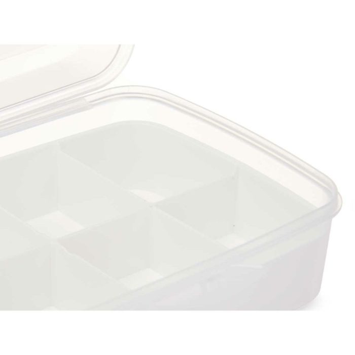 Caja de Almacenaje con Tapa Blanco Transparente Plástico 21,5 x 8,5 x 15 cm (12 Unidades) 1