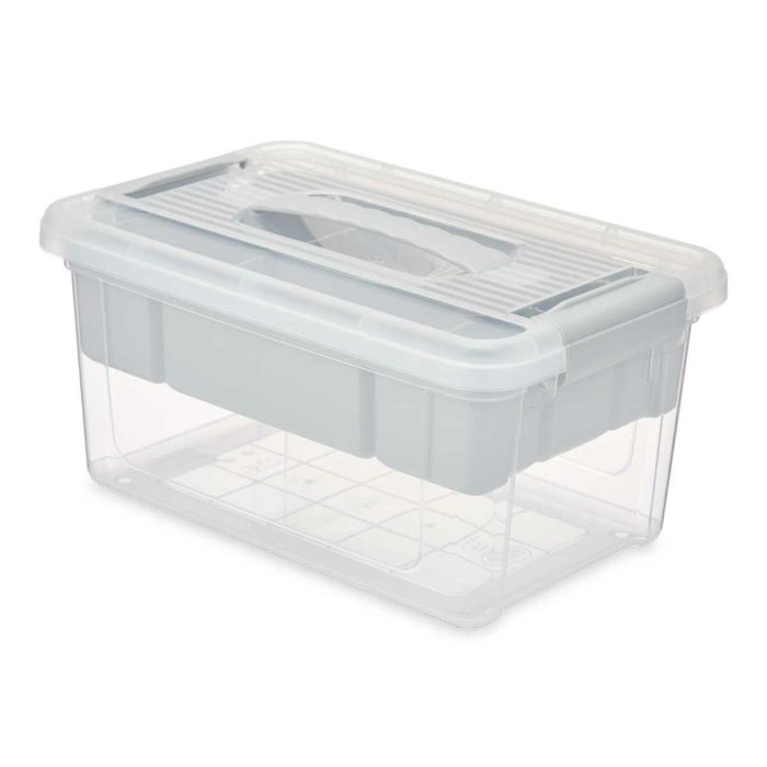 Caja Multiusos Gris Transparente Plástico 5 L 29,5 x 14,5 x 19,2 cm (6 Unidades) 3