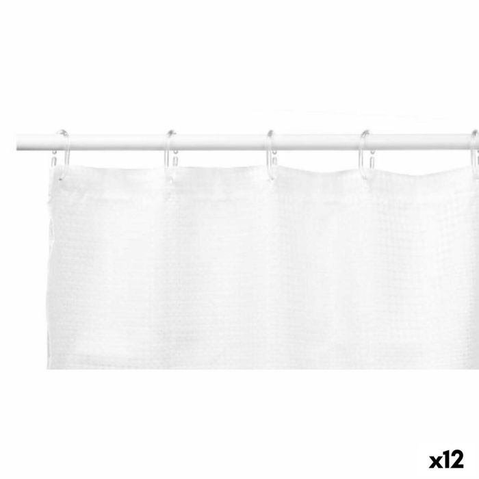 Cortina de Ducha Puntos Blanco Poliéster 180 x 180 cm (12 Unidades)