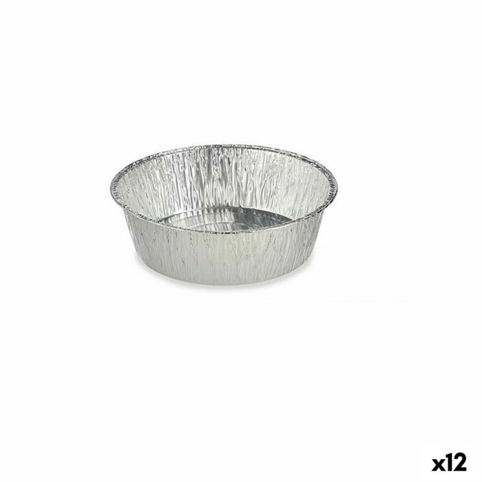 Set de Fuentes de Cocina Desechable Redondo Aluminio 25 x 8 x 25 cm (12 Unidades)