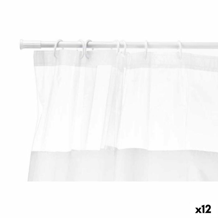 Cortina de Ducha 180 x 180 cm Transparente Blanco Plástico PEVA (12 Unidades)