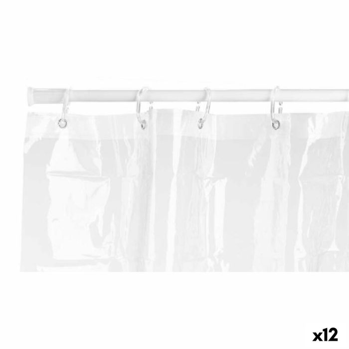 Cortina de Ducha 180 x 180 cm Plástico PEVA Transparente (12 Unidades) 