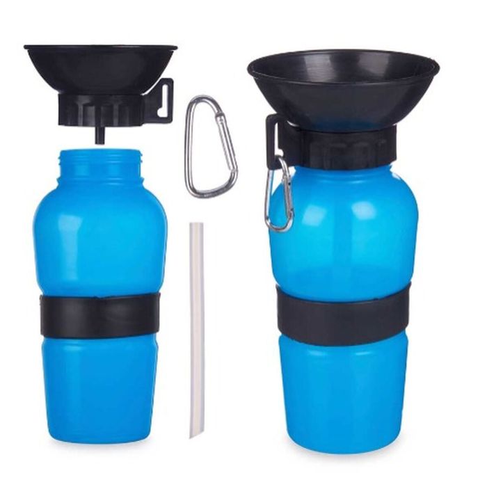 Botella Bebedero de Agua para Perros Azul Negro Metal Plástico 500 ml 1