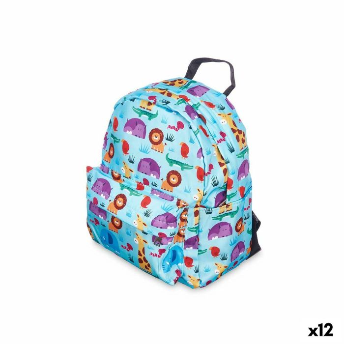 Mochila Escolar Animales Multicolor 28 x 12 x 22 cm (12 Unidades)