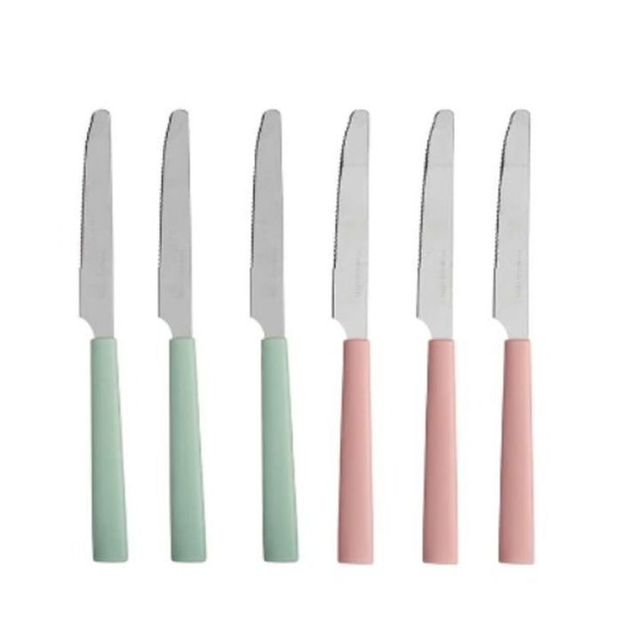 Set de Cuchillos Verde Rosa Plateado Acero Inoxidable Plástico (12 Unidades) 2