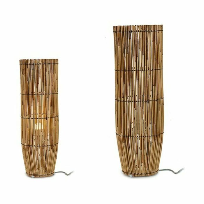 Lámpara de Pie Natural Bambú 21,5 x 62 x 21,5 cm (2 Unidades) 1