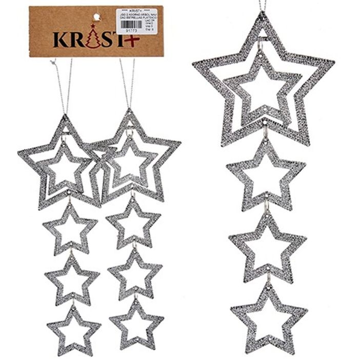 Set Adornos de Navidad Estrella Plateado 19 x 0,2 x 23 cm (24 Unidades) 1