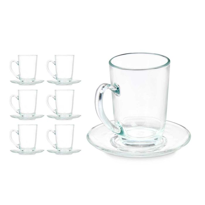 Taza con Plato Transparente Vidrio 200 ml (6 Unidades) 4