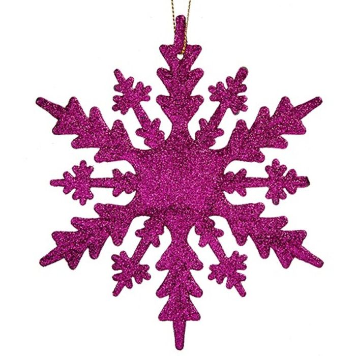 Adorno Navideño Copos de nieve Fucsia Plástico Purpurina 15 x 15 x 0,2 cm (24 Unidades) 1