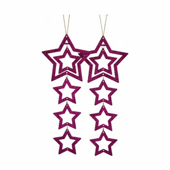 Set Adornos de Navidad Estrella Fucsia 19 x 0,2 x 23 cm (24 Unidades) 1