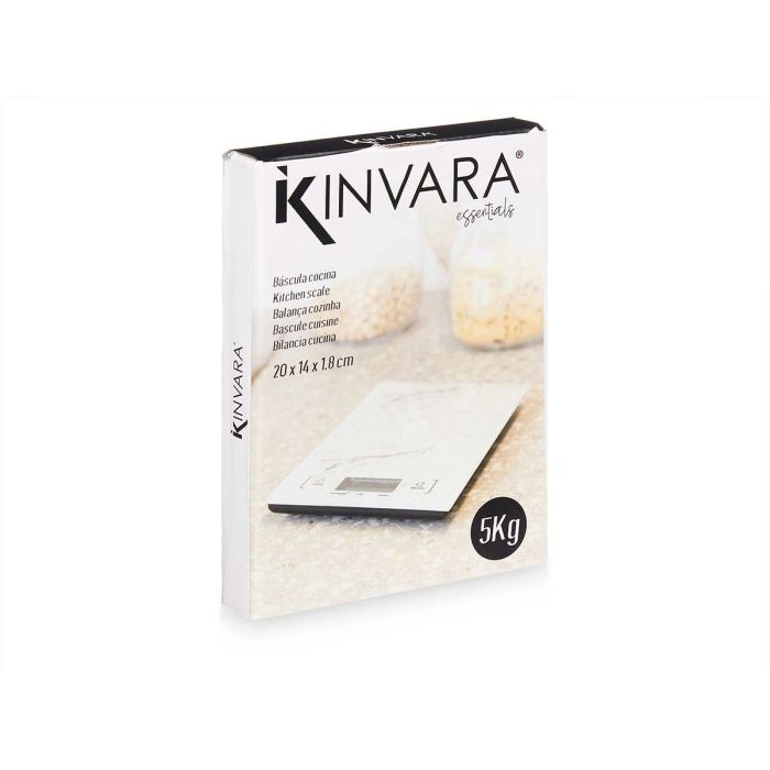 Báscula de Cocina 5 kg Mármol Blanco 14 x 2 x 20 cm (6 Unidades) 2