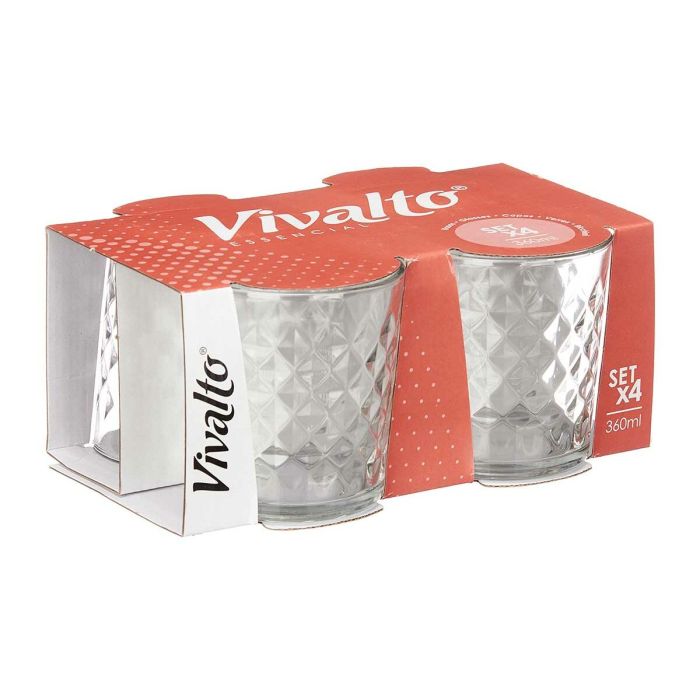 Set de Vasos Diamante Transparente Vidrio 360 ml (6 Unidades) 2 Set de Vasos Diamante Transparente Vidrio 360 ml (6 Unidades) 2