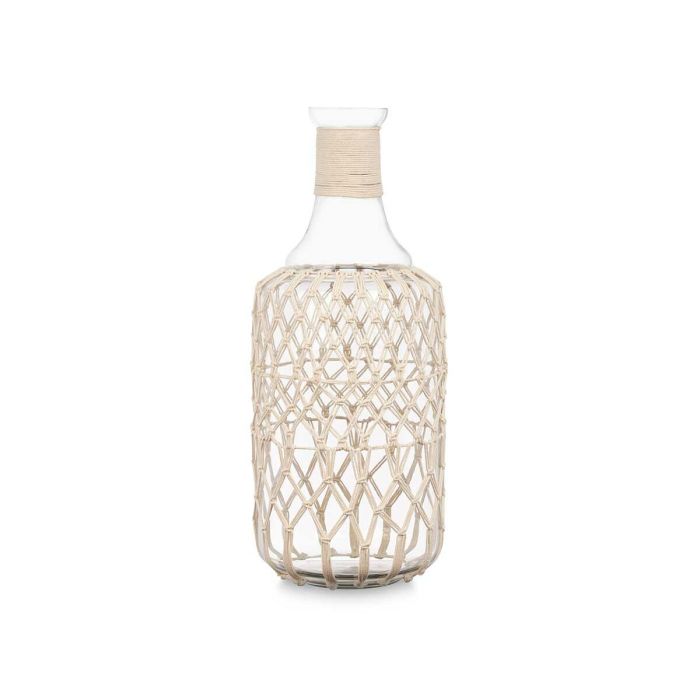 Botella Decorativa Blanco Transparente Vidrio Cuerda 19 x 48 cm (2 Unidades) 2