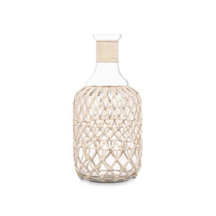 Botella Decorativa Blanco Transparente Vidrio Cuerda 18 x 38 cm (4 Unidades) 2