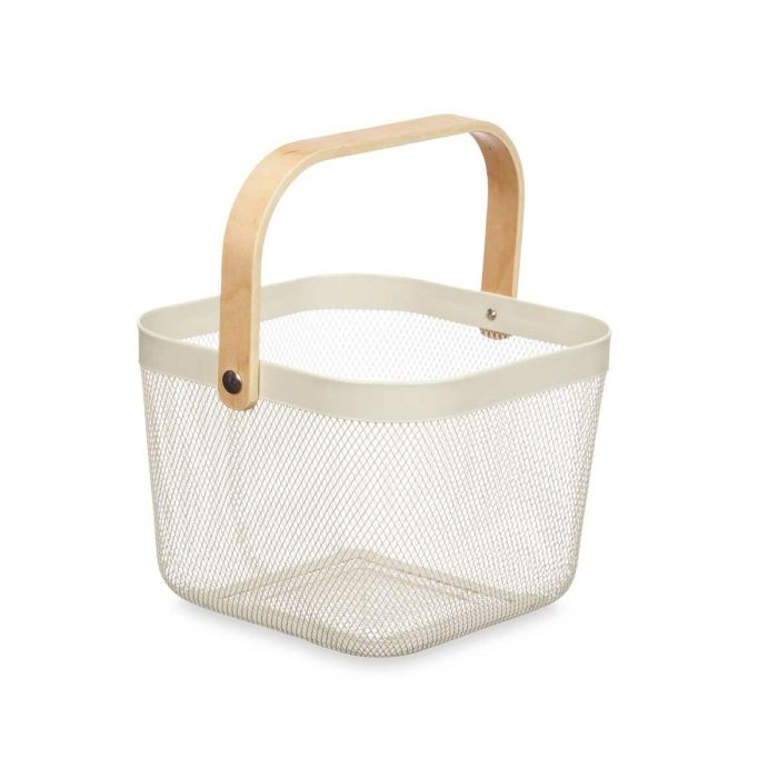 Cesta Blanco Madera Metal 24,5 x 18 x 25 cm (6 Unidades) 2 Cesta Blanco Madera Metal 24,5 x 18 x 25 cm (6 Unidades) 2