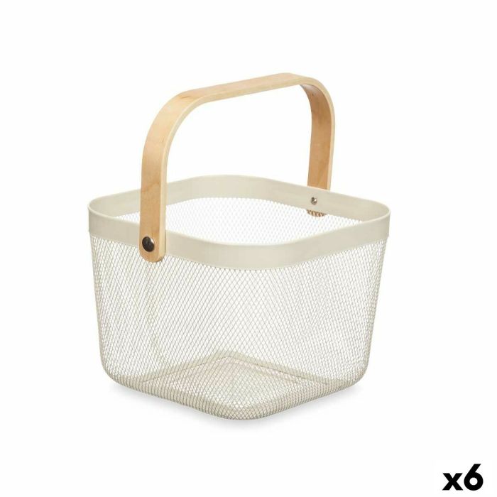 Cesta Blanco Madera Metal 24,5 x 18 x 25 cm (6 Unidades) Cesta Blanco Madera Metal 24,5 x 18 x 25 cm (6 Unidades)
