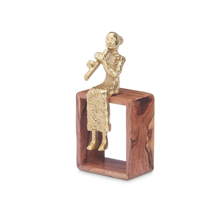 Figura Decorativa Flauta Dulce Marrón Madera Metal 13 x 27 x 13 cm 2