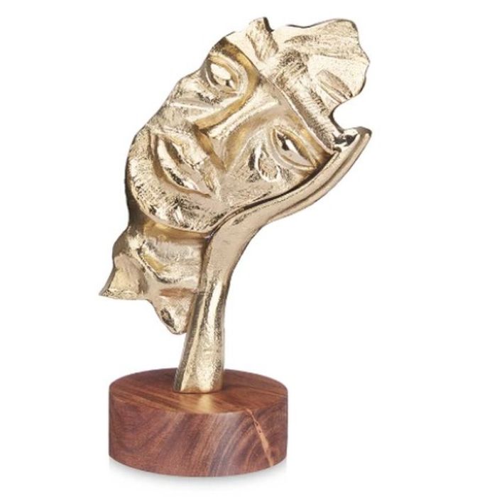 Figura Decorativa Cara Dorado Madera Metal 16,5 x 26,5 x 11 cm 1