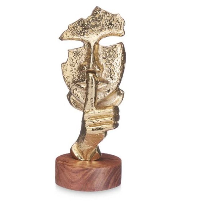 Figura Decorativa Cara Dorado Madera Metal 12 x 29 x 11 cm 1