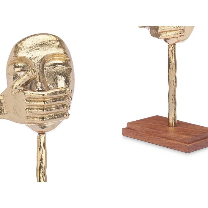Figura Decorativa Cara Dorado Madera Metal 17 x 33,5 x 10 cm 1