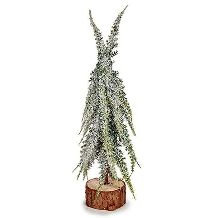 Árbol de Navidad Nevado Árbol de Navidad 25 cm Blanco Verde Madera Plástico (48 Unidades) 1