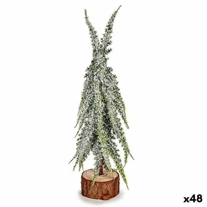 Árbol de Navidad Nevado Árbol de Navidad 25 cm Blanco Verde Madera Plástico (48 Unidades)