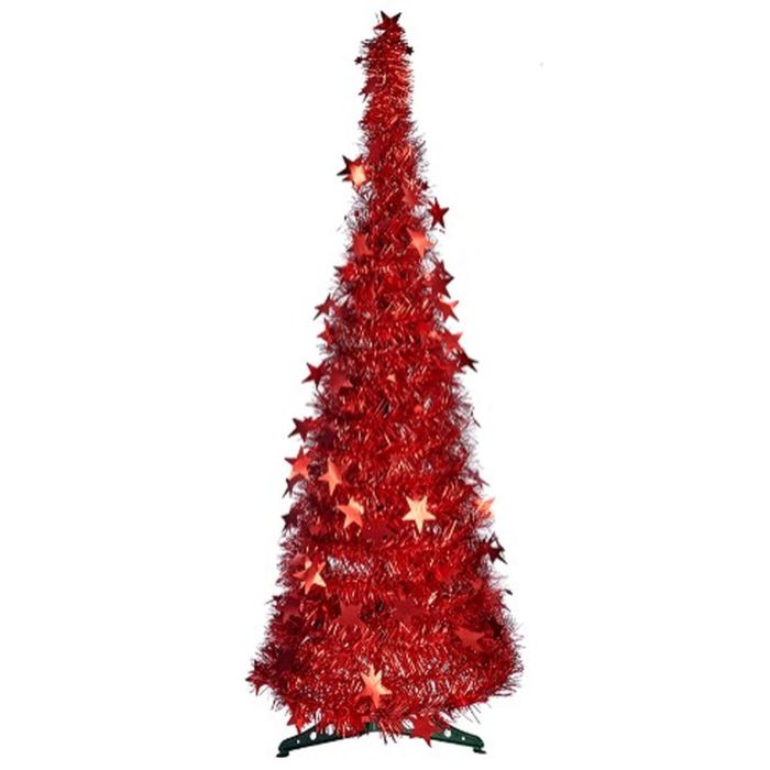 Árbol de Navidad 150 cm 38 x 38 x 150 cm Rojo Espumillón (6 Unidades) 1