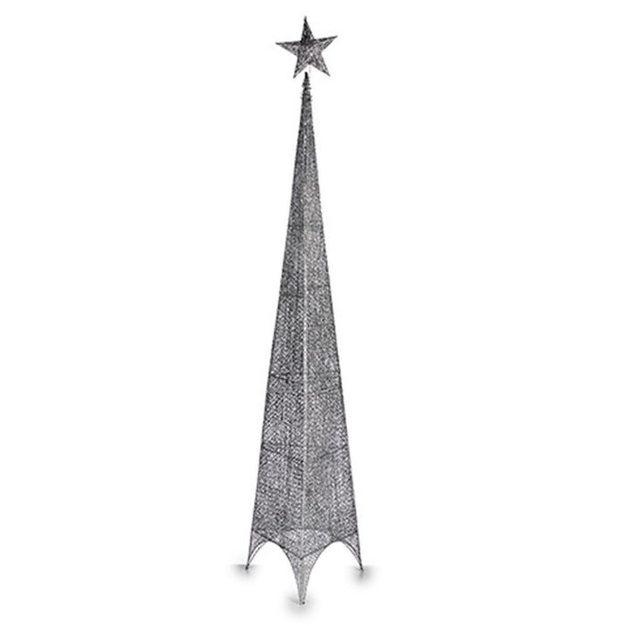 Árbol de Navidad Estrella Torre Plateado Metal Plástico 42 x 218 x 42 cm (3 Unidades) 1