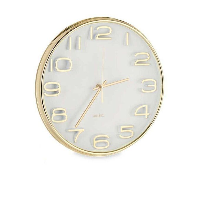 Reloj de Pared Cuadrado Redondo Dorado Vidrio Plástico 33 x 33 x 5,5 cm (6 Unidades) 1