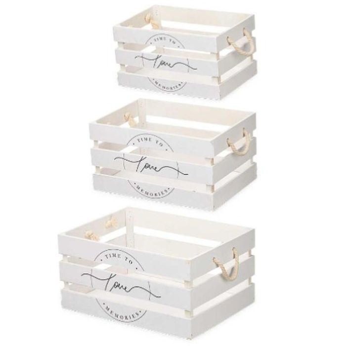 Juego de Cajas Decorativas Love 3 Piezas Blanco Madera (4 Unidades) 1