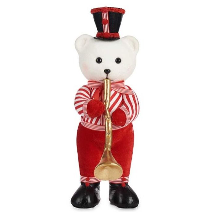 Figura Decorativa Oso Trompeta Blanco Negro Rojo Poliestireno 15 x 46 x 25 cm (2 Unidades) 2