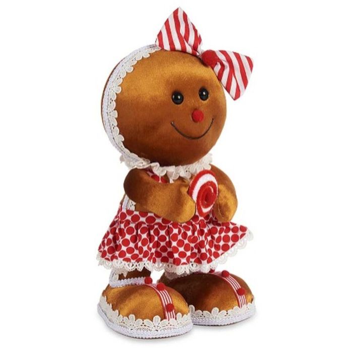 Figura Decorativa Galleta Lazo Marrón Rojo Poliestireno 19 x 33 x 15 cm (4 Unidades) 1