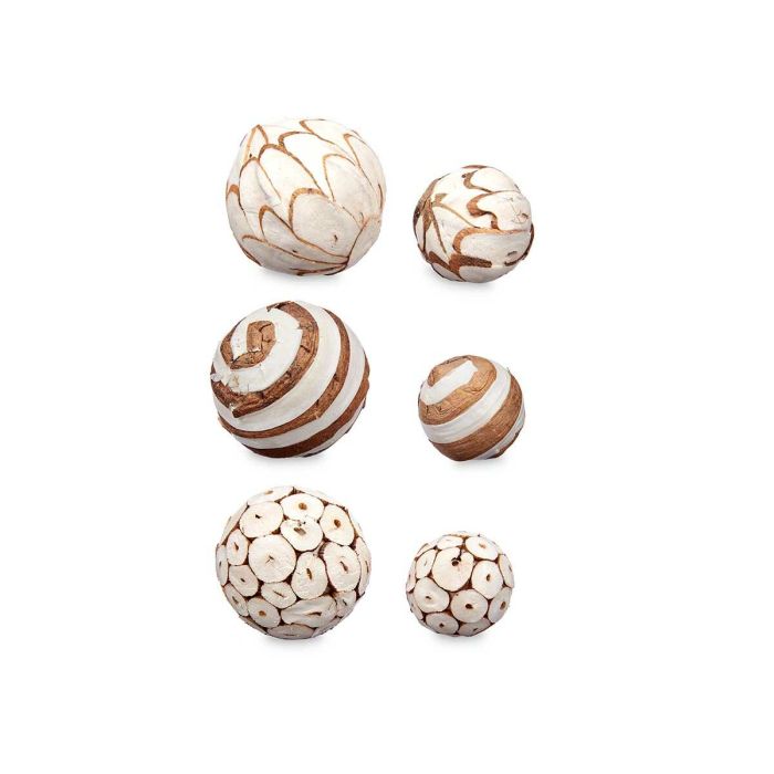 Set de Bolas Decorativas Marrón Blanco (12 Unidades) 2