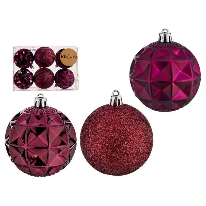 Set de Bolas de Navidad Morado PVC Ø 7 cm (12 Unidades) 1