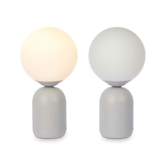 Lámpara de mesa Bola 40 W Blanco Gris Cerámica 15 x 28,5 x 15 cm (4 Unidades) 2