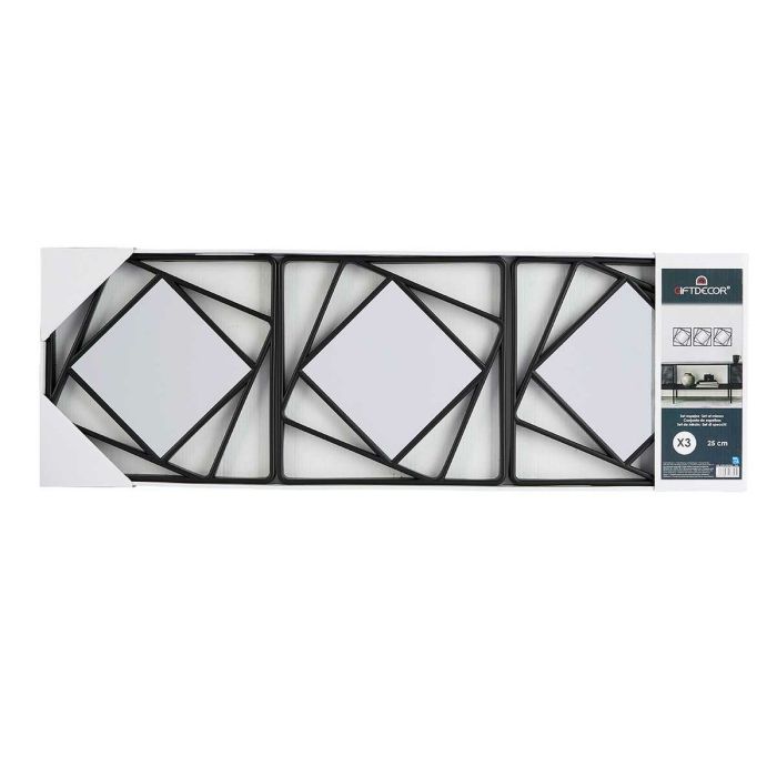 Juego de Espejos Cuadrado Abstracto Negro Polipropileno 78 x 26 x 2,5 cm (6 Unidades) 2