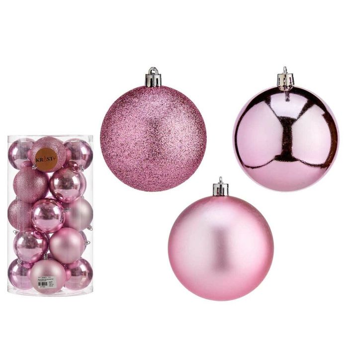 Set de Bolas de Navidad Rosa Plástico Ø 8 cm (6 Unidades) 1