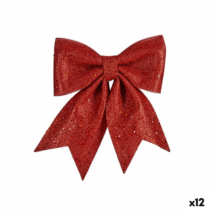 Adorno Navideño Lazo Rojo Plástico 30 x 29 x 4 cm (12 Unidades)