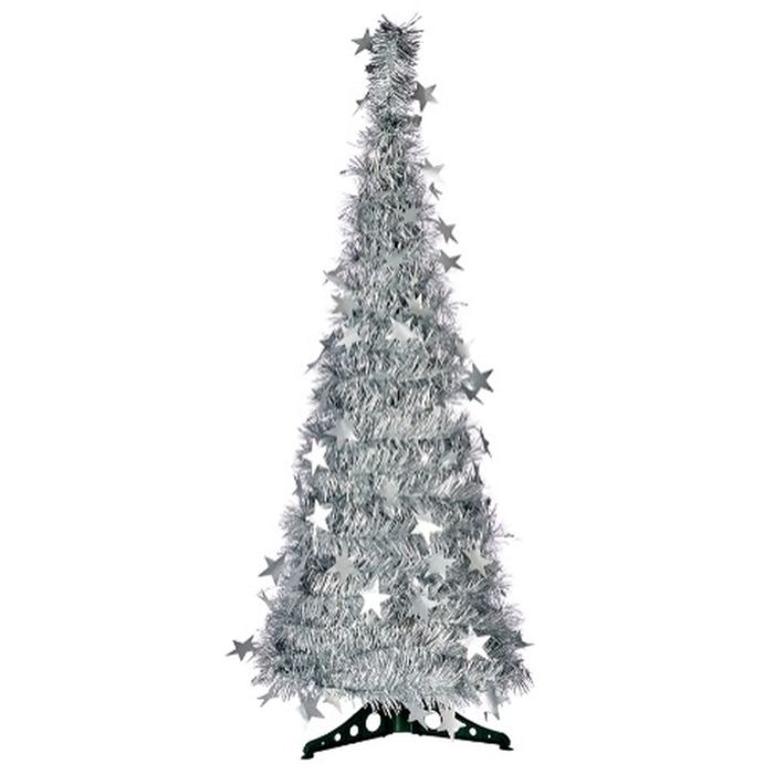 Árbol de Navidad Plateado Espumillón 37 x 37 x 105 cm (6 Unidades) 1