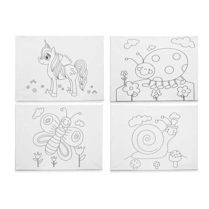 Lienzo Blanco Tela 30 x 40 x 1,5 cm Para pintar Animales (16 Unidades) 3