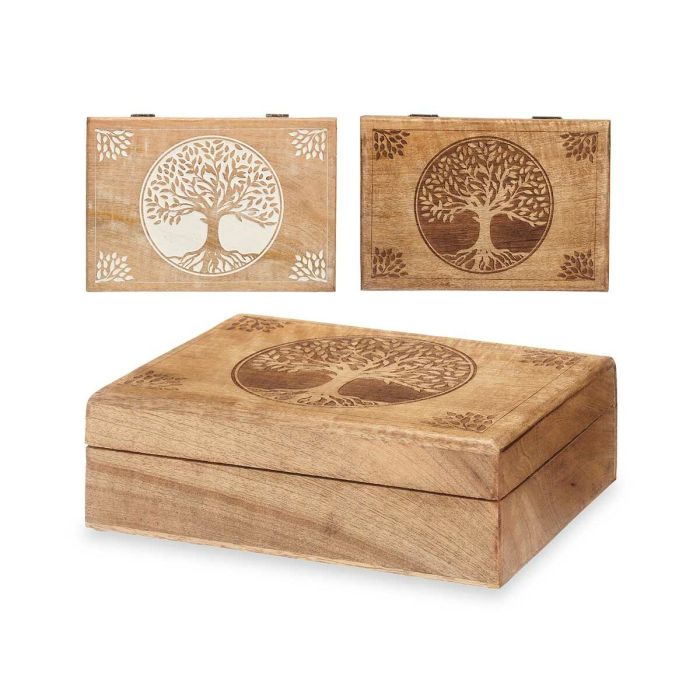 Caja Decorativa Madera de mango 25,5 x 8 x 17,4 cm (6 Unidades) Árbol de la vida 2