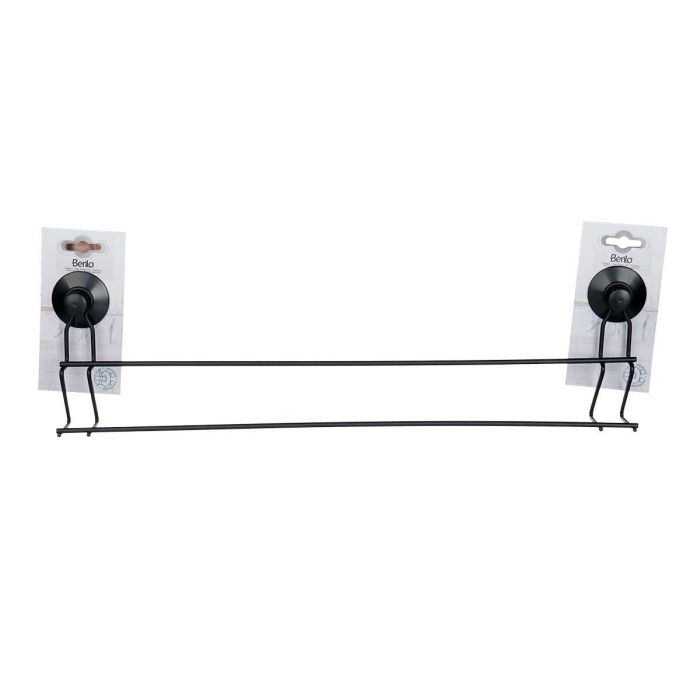 Toallero de barra Negro Acero ABS 54 x 15 x 6,5 cm (12 Unidades) Doble 2