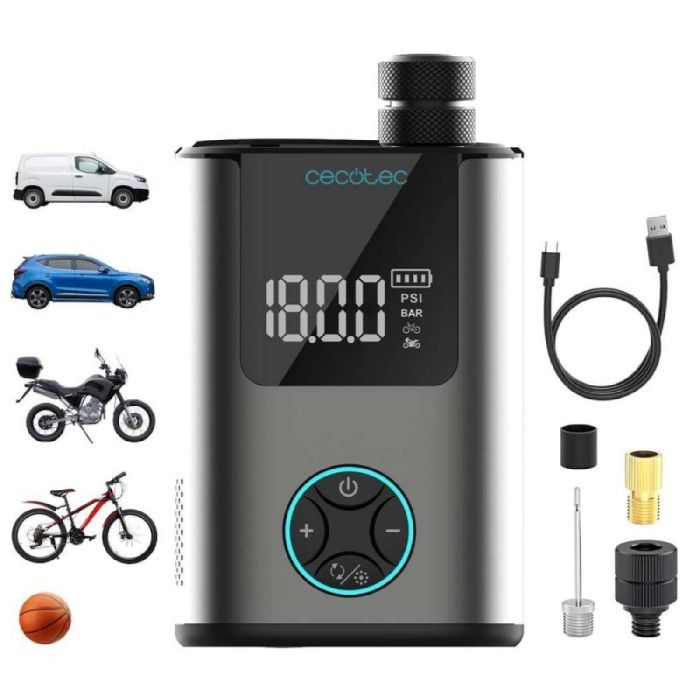Compresor de Aire Cecotec Mini Air Max 120 W 3,6 V 150 PSI 10 Compresor de Aire Cecotec Mini Air Max 120 W 3,6 V 150 PSI 10
